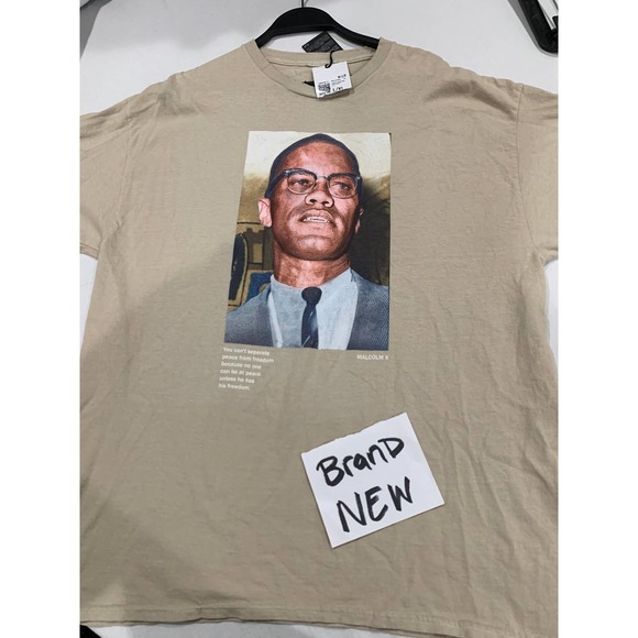 Malcolm X Beige Graphic Tee Size Large/XL - Picture 1 of 10